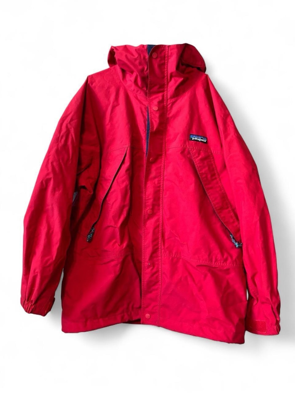 Patagonia vintage 90’s/ Y2K Kids Bright Red Hooded Raincoat